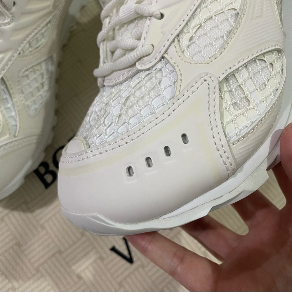 Bottega Veneta White Mesh & Leather Sneakers - Picture 8 of 12